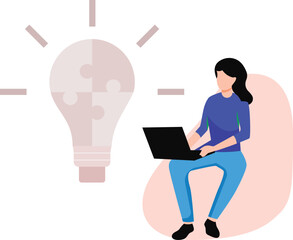 The girl is working on her laptop.