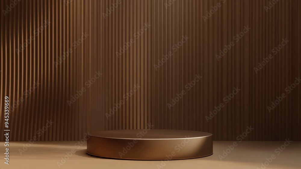 Poster 3d rendering of an abstract background featuring a product podium in shades of brown