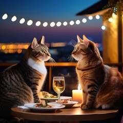 猫のディナーデート