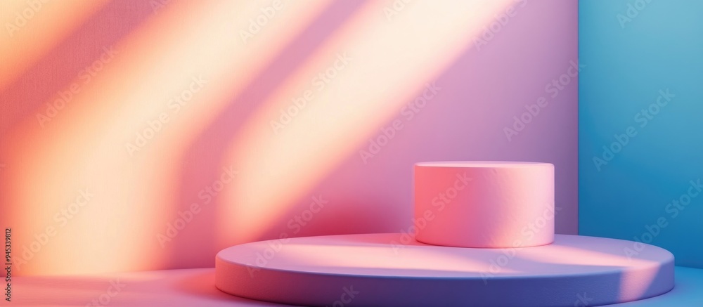 Poster 3d rendering design of a shadow on a pastel background