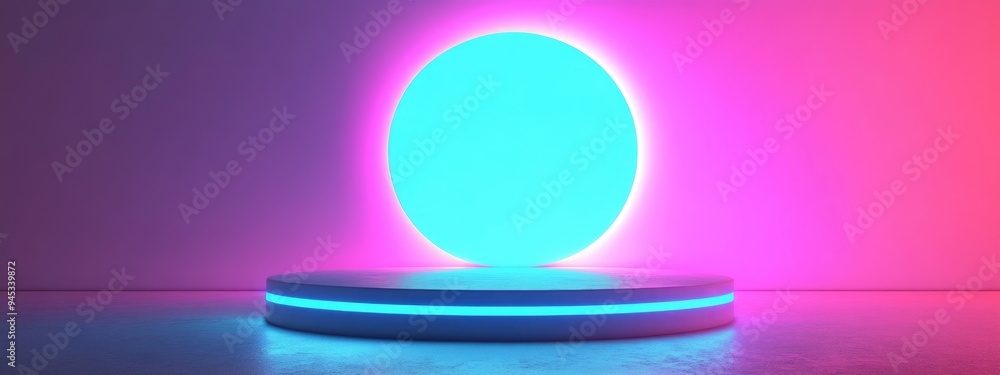 Poster 3d rendering of a minimalistic podium or pedestal set against a vibrant pastel background abstract c