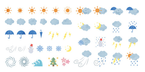 天気の水彩風ベクターイラスト