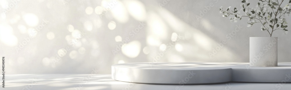 Poster 3d rendering of an abstract white background featuring a bokeh effect for minimalistic product displ