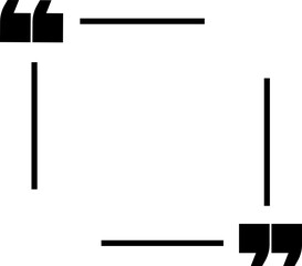 Quote box frame icon. Text blog information block. Blank Template of texting trendy black line vector illustration for definition, remark, and citation design isolated on transparent background.