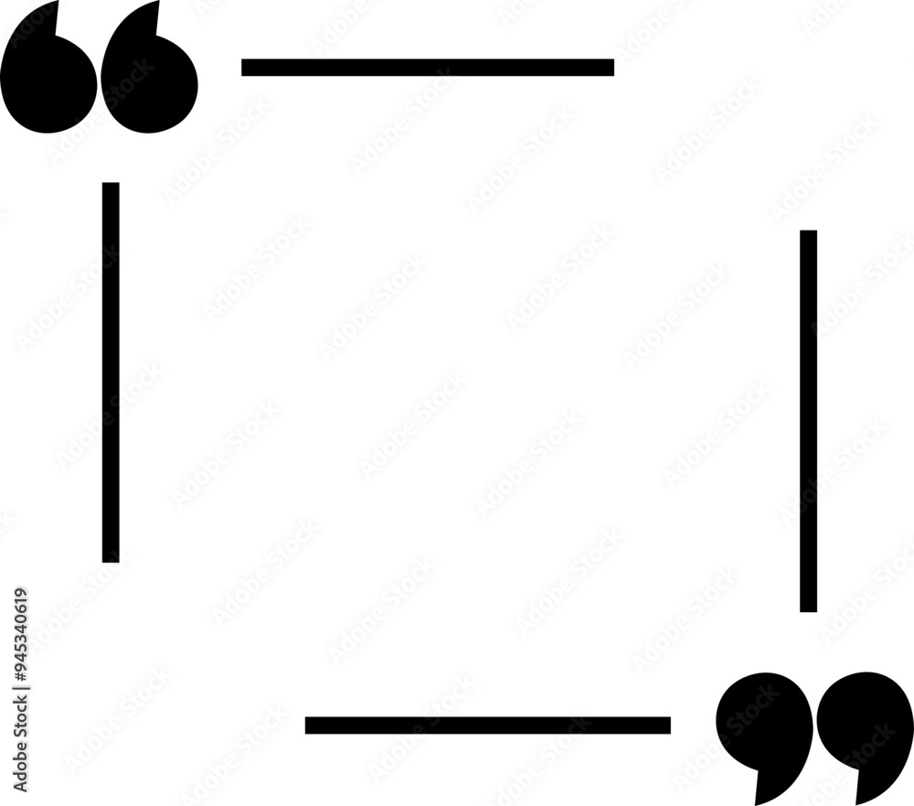 Poster quote box frame icon. text blog information block. blank template of texting trendy black line vecto
