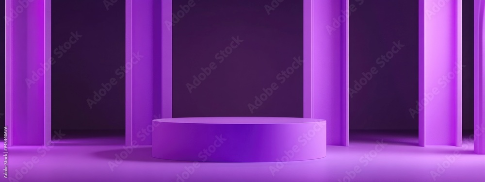 Aufkleber 3d minimalistic purple violet cylinder podium against a studio background abstract geometric shape i