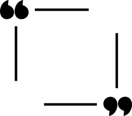 Quote box frame icon. Text blog information block. Blank Template of texting trendy black line vector illustration for definition, remark, and citation design isolated on transparent background.