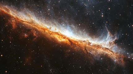 Galaxy with Nebula Trails : Detailed view of a galaxy with long, trailing nebulae extending from its arms