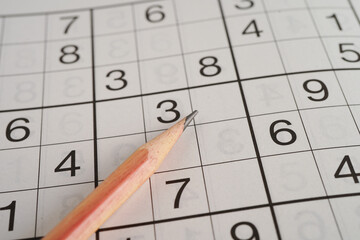 Sudoku puzzle, game to play for keep you brain younger for developing Alzheimer disease in senior...