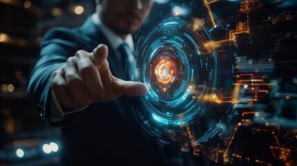 Businessman using ai technology for data analytics, Artificial Intelligence generate. Futuristic technology, robot in online system. Business in future to invest and develop corporate concept.