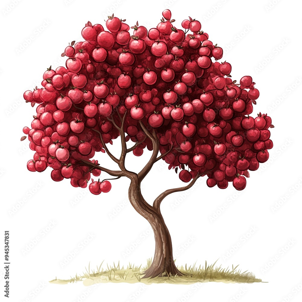 Sticker Vector illustration of a cherry tree on a white background. Suitable for crafting and digital design projects