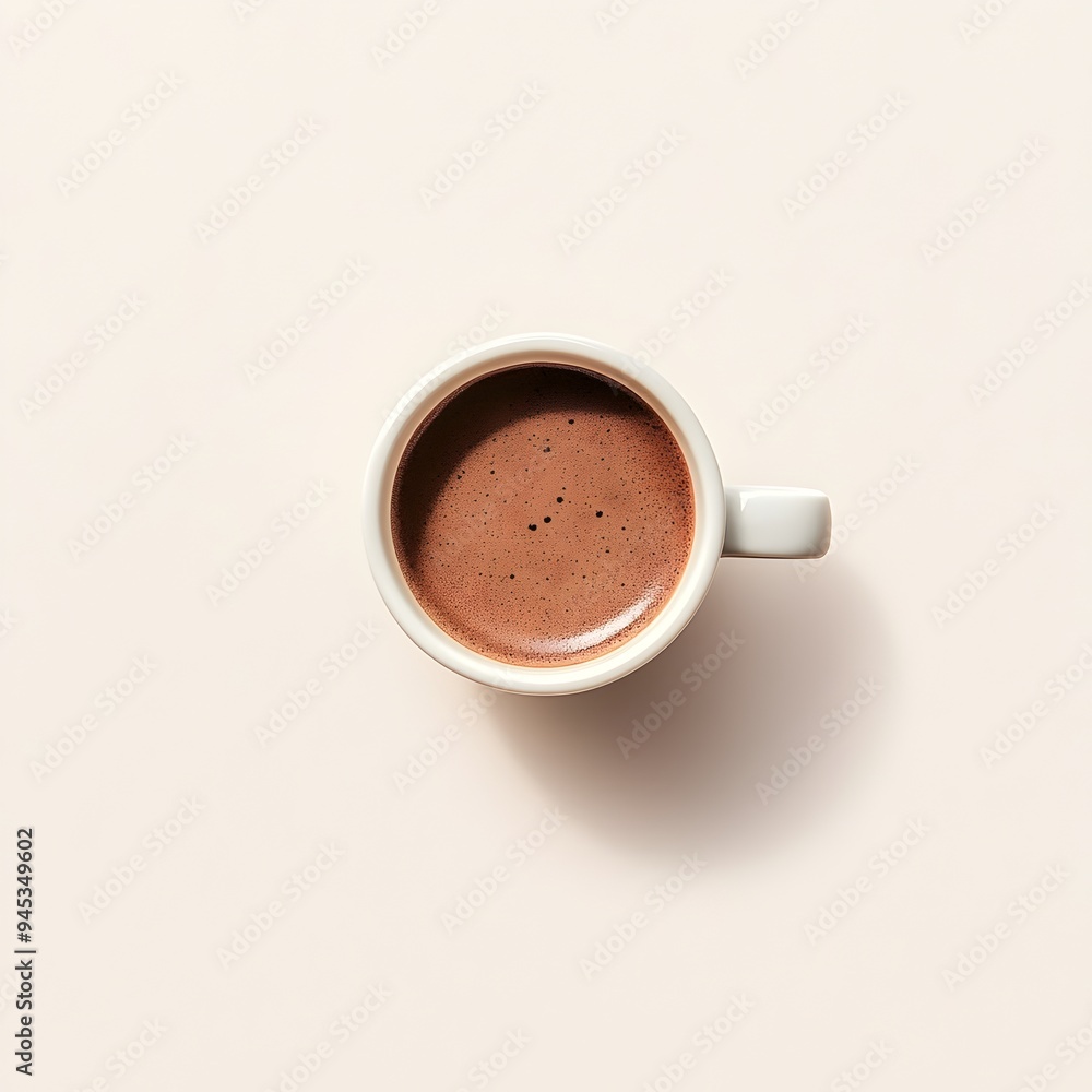Poster freshly brewed mocha beverage with a frothy creamy top centered on a simple white background the war