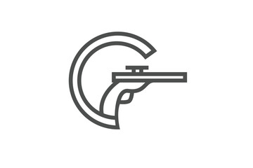 letter G and gun simple logo