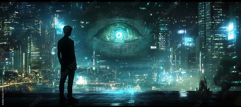 Poster a digital universe with ai-driven technology and virtual reality environments