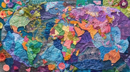 Fototapeta premium Colorful patchwork world map.