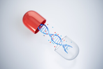 3d rendering medical DNA and capsule
