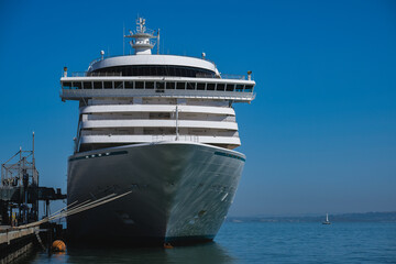 Luxury cruiseship cruise ship liner Crystal Serenity at Pier 27 terminal in San Francisco, CA USA...