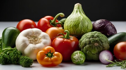 Healthy vegetables isolated on white, text area open