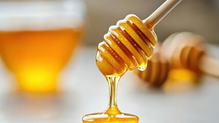 Dripping honey from a dipper