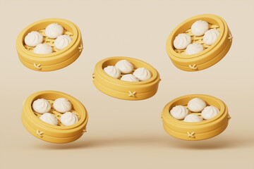 3d rendering chinese steamed stuffed bun
