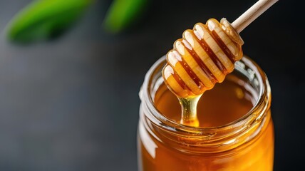 Flowing honey from a jar