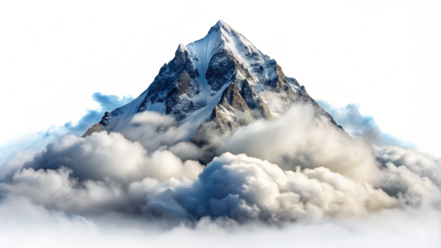 Isolated Cloudy Mountain Peak on Transparent Background - Perfect for Graphics