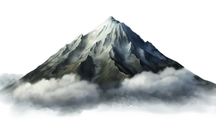 Isolated Cloudy Mountain Peak on Transparent Background - Perfect for Graphics