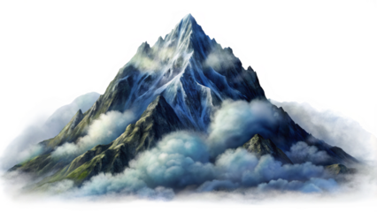 Isolated Cloudy Mountain Peak on Transparent Background - Perfect for Graphics