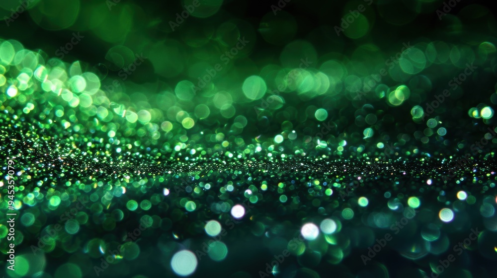 Aufkleber abstract background featuring green glitter bokeh lights, creating a shimmering and festive atmosphe