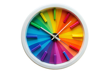 Obraz premium 3D Colorful Clock Isolated on White Background - High-Resolution PNG Image