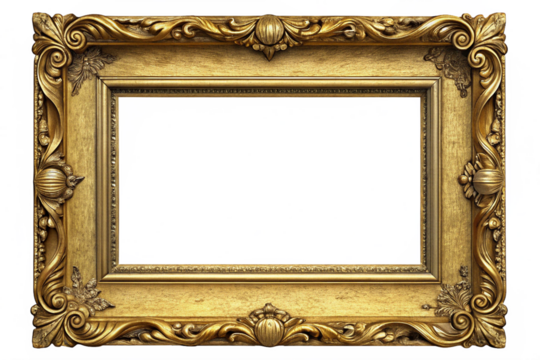 High-Quality Isolated Antique Gold Rectangular Frames - Perfect for Design