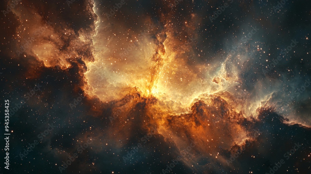 Poster nebulae within a galaxy : close-up of a nebulae forming within a distant galaxy