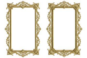 High-Quality Isolated Antique Gold Rectangular Frames - Perfect for Design