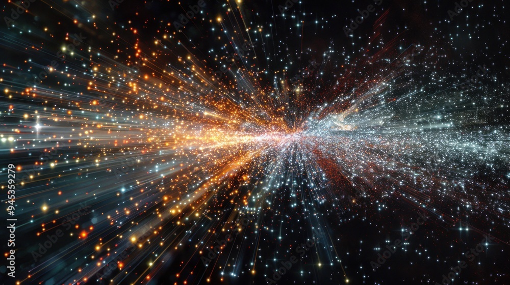 Canvas Prints abstract cosmic explosion with glittering lights.