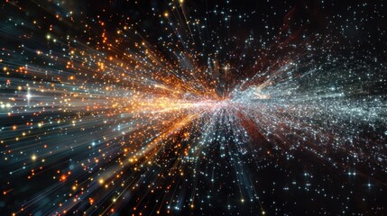 Obraz premium Abstract cosmic explosion with glittering lights.