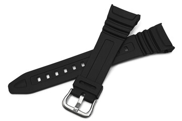 Watch black strap on white background