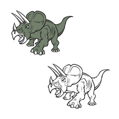 triceratops drawing with line art style. you can change color you want. outline style. dinosaur vector illustrations 