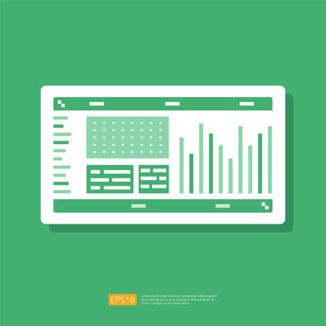Spreadsheet icon flat illustration. Financial accounting report concept. office things for planning and accounting, analysis, audit, project management, marketing, research vector