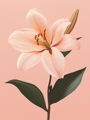 Naklejka premium A soft pink lily flower against a pastel background, showcasing natural beauty and elegance.