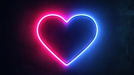 Glowing neon heart on a dark background, symbolizing love and connection, romantic glowtime, vibrant and heartfelt