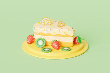 3d rendering cartoon fruit cake
