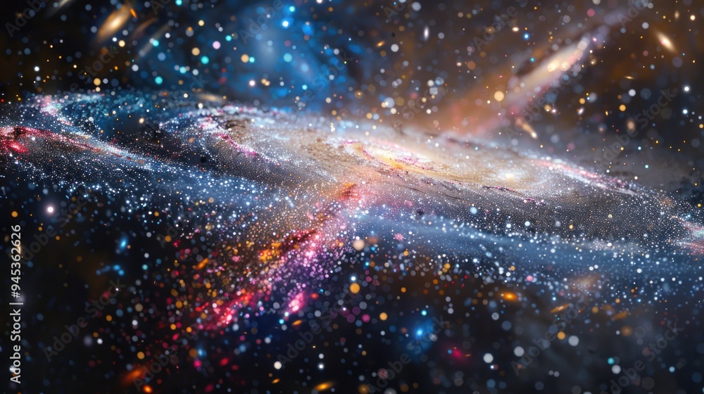 Poster Abstract Galaxy Background with Sparkling Stars.