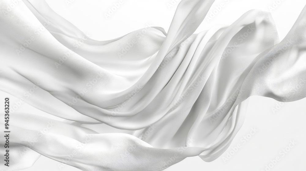 Aufkleber abstract white background featuring a flowing white scarf that flutters in the wind 3d rendering of 