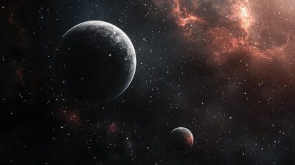 Obraz premium Cosmic scene featuring planets set against a deep black backdrop