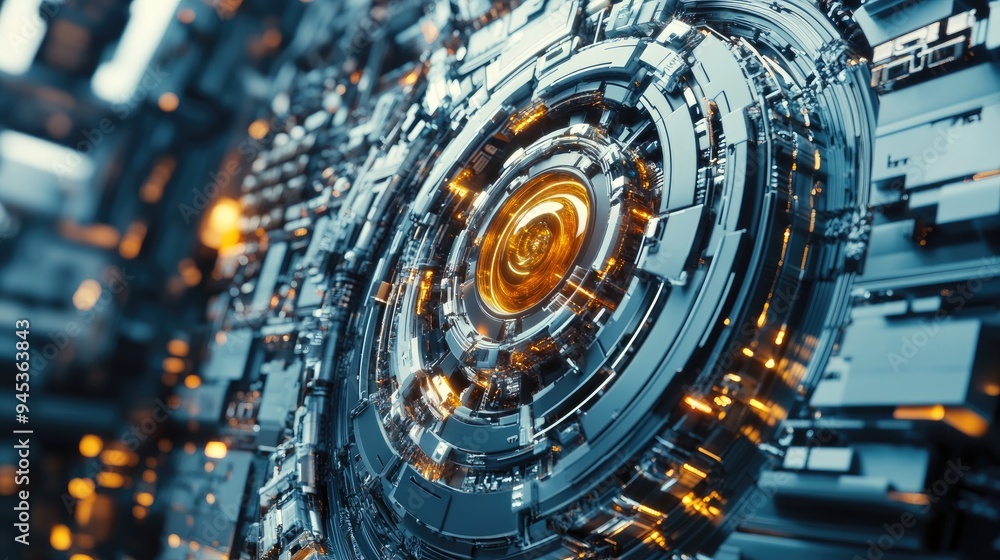 Poster 3d visualization of an abstract technological concept