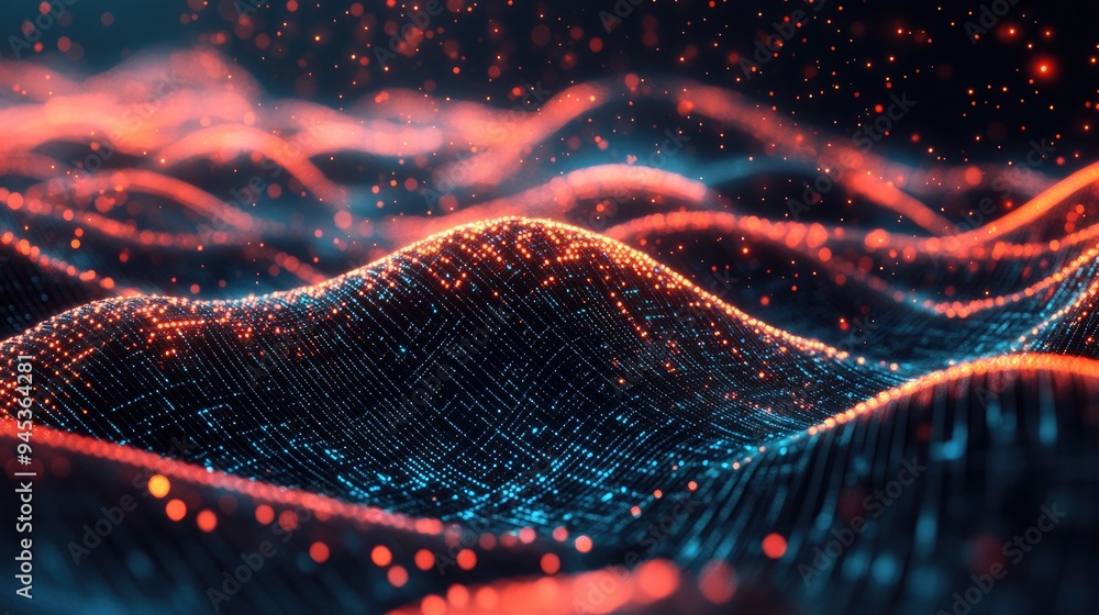 Poster abstract infographic visualization representing big data coding futuristic network for business anal