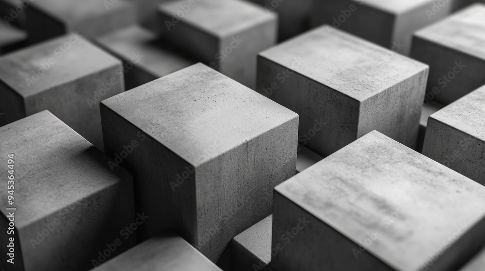 Poster abstract 3d rendering in monochrome square format
