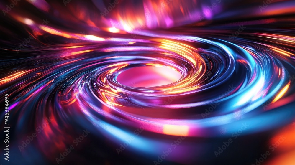 Poster abstract background featuring a colorful swirl of light distortions and refractions shiny iridescent