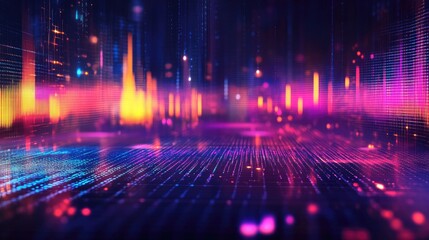 Abstract audio waveforms illustration featuring a set of sound waves and an equalizer design