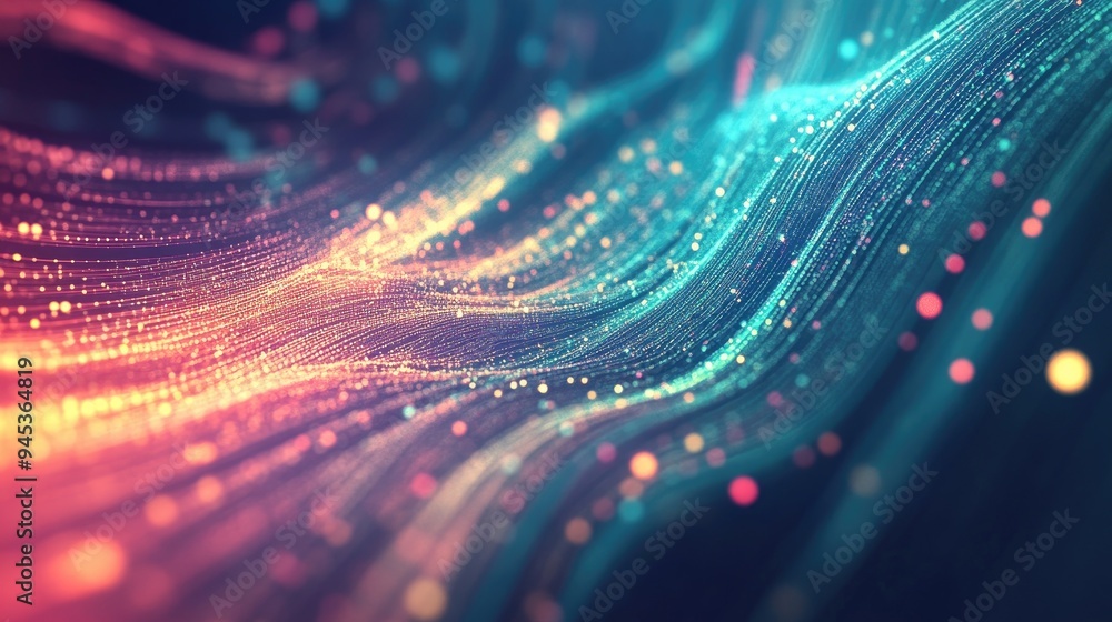 Poster abstract background featuring dynamic lines representing information streams visualizing big data in